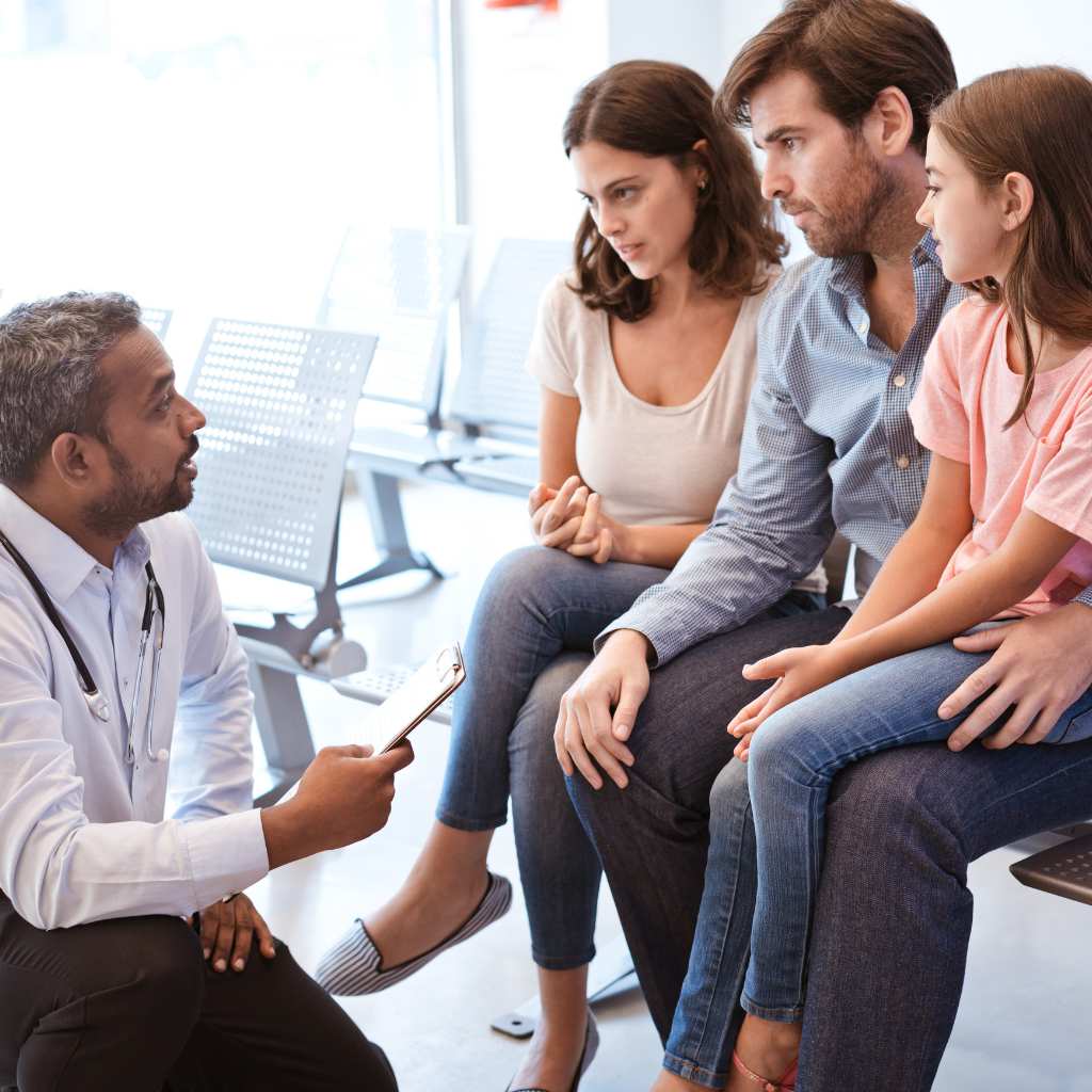 Family discussing health barriers