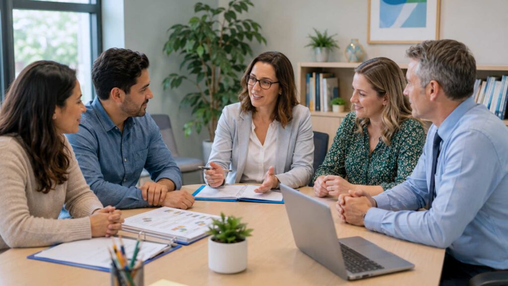 Iep For Autism: How Schools Create Individualized Support For Children With Autism Parents and school professionals collaborating to create an iep for a child with autism.